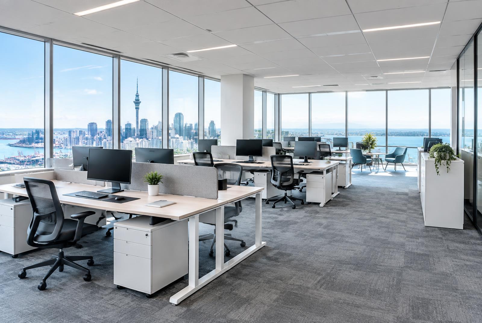 Spotless open-plan Auckland office after a professional clean